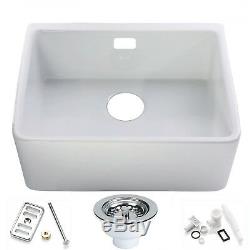 RAK 1.0 Bowl White Ceramic Belfast Butler Kitchen Sink & Overflow Waste Kit