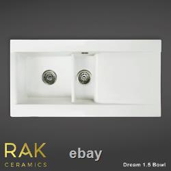 RAK Ceramics 1.0 OR 1.5 Bowl Gourmet Dream Kitchen Sink Drainer Waste Kit Option