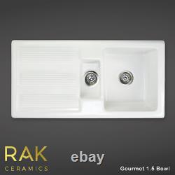 RAK Ceramics 1.0 OR 1.5 Bowl Gourmet Dream Kitchen Sink Drainer Waste Kit Option
