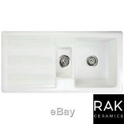 RAK Ceramics New Gourmet Sink 1 Reversible 1.5 Bowl White Ceramic Kitchen Sink