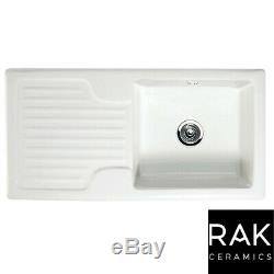RAK Ceramics Rustic 1.0 Bowl White Ceramic Reversible Kitchen Sink