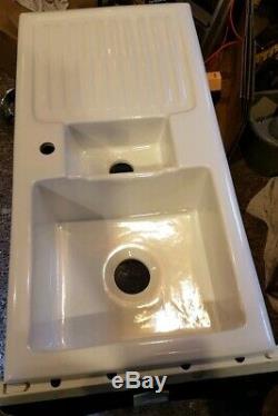 RAK Ceramics Rustic 1.5 Bowl White Ceramic Reversible Kitchen Sink & Waste