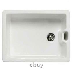 RAK Gourmet 8 Ceramic Belfast Kitchen Sink 1 Bowl Weir Overflow 595x455mm White