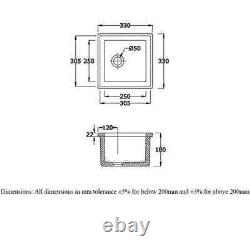 RAK Laboratory 2 Ceramic Belfast Kitchen Sink 1.0 Bowl 330mm L x 330mm W Alpin