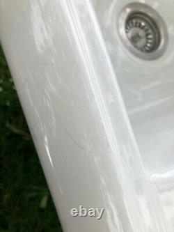 RAK Rustic 1.5 Bowl Ceramic Kitchen Sink White. Tap Insert For Right H Drainer