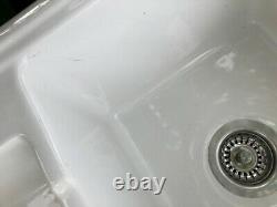 RAK Rustic 1.5 Bowl Ceramic Kitchen Sink White. Tap Insert For Right H Drainer