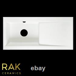 RAK White 1.0 Bowl Ceramic Gourmet Dream Kitchen Sink Modern Reversible Drainer