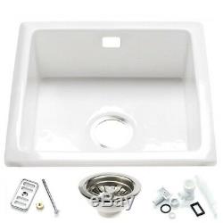 RAK White 1.0 Bowl Ceramic Inset Undermount Kitchen Sink & Waste Overflow Kit
