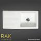 RAK White 1.0 Single Bowl Ceramic Gourmet Kitchen Sink Reversible Groove Drainer