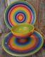 Rainbow Stripe Pottery Ceramic Complete Set Plates Teapot Bowls Mugs Jug