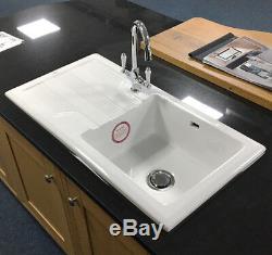 Rak Ceramic Single Bowl Kitchen Sink with Tap Options White