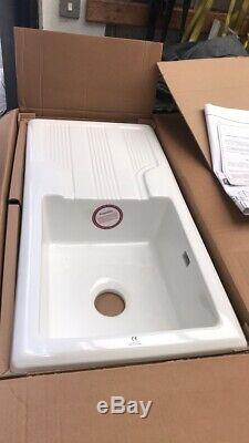 RangeMaster CPL10101 Fireclay Single Bowl Ceramic Sink with Left Hand Drainer