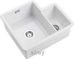 Rangemaster 1.3 Bowl Undermount White Ceramic Kitchen Sink 595mm L X 520mm W