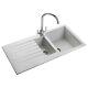 Rangemaster Andesite Kitchen Sink 1.5 Bowl White Granite Inset Reversible Waste