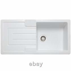 Rangemaster CAU10101WH Austell Ceramic Sink & Waste White 1.0 Bowl Inset NEW