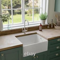 Rangemaster Grange 1 Bowl White Ceramic Kitchen Sink with Waste CGR595WH/