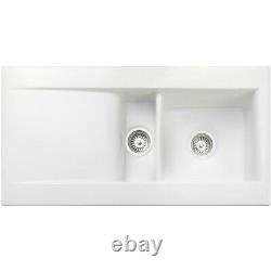 Rangemaster Nevada 1.5 Bowl White Ceramic Kitchen Sink Graded Refurbished