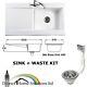 Rangemaster Nevada CNV1 White Ceramic 1.0 Bowl Kitchen Sink + Chrome Waste Kit