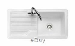 Rangemaster Portland 1.0/1.5 Bowl Kitchen Sink Ceramic Gloss White CPL1010/20
