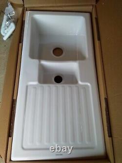 Rangemaster Rustic white ceramic kitchen sink 1.5 bowl