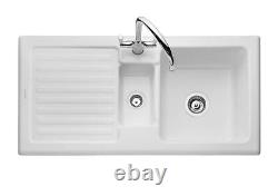 Rangemaster Rustique 1.5 Bowl Ceramic Kitchen Sink White CRT101202WH