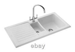 Rangemaster Rustique 1.5 Bowl Ceramic Kitchen Sink White CRT101202WH