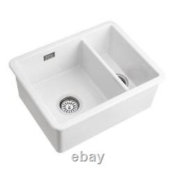 Rangemaster Rustique Compact 1.5 Bowl Ceramic Sink with Waste CRUB3315WH/