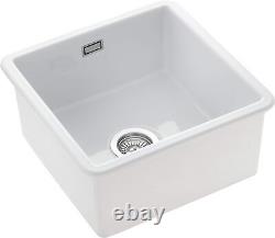 Rangemaster Rustique Kitchen Sink 1 Bowl Inset or Undermount Ceramic White