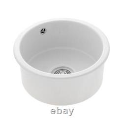 Rangemaster Rustique Undermount White Ceramic Kitchen Sink 1.0 Bowl, 4 Types