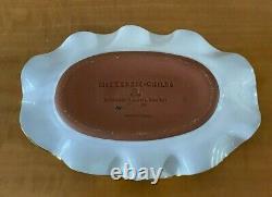 Rare Vintage MacKenzie Childs Parchment Check Ceramic Fluted Oval Platter
