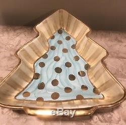 ReTiRed Mackenzie-Childs Parchment Check Ceramic Tree Serving Bowl Holiday