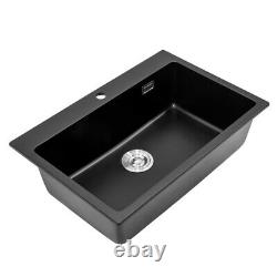 Rectangular Quartz Stone Undermount Kitchen Sink Single Bowl WithDrainer Waste