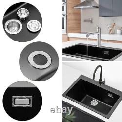 Rectangular Quartz Stone Undermount Kitchen Sink Single Bowl WithDrainer Waste