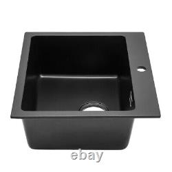 Rectangular Undermount Stone Resin Single Bowl Kitchen Sink Drainer Waste Kit UK