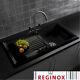 Reginox 1.0 Bowl Black Ceramic Kitchen Sink, Waste & Reginox Brooklyn Tap
