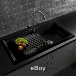 Reginox 1.0 Bowl Black Ceramic Reversible Kitchen Sink & Waste RL404CB