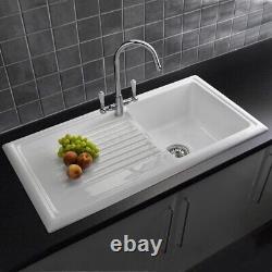 Reginox 1.0 Bowl White Ceramic Kitchen Sink With Tap & FREE Bowl Basket Bundle