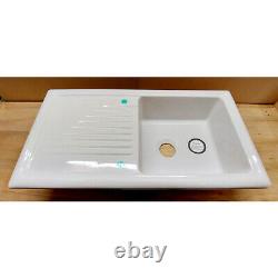 Reginox 1.0 Bowl White Ceramic Reversible Kitchen Sink & Waste