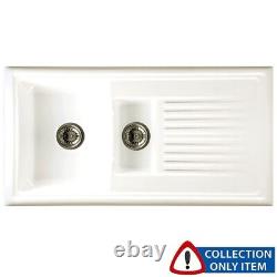 Reginox 1.5 Bowl White Ceramic Reversible Kitchen Sink & Waste RL301CW