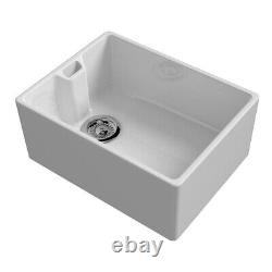 Reginox Belfast 1.0 Bowl Gloss White Ceramic Kitchen Butler Sink & 90mm Waste