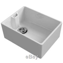 Reginox Belfast 600mm 1.0 Bowl Ceramic Kitchen Sink In White Reversible & Waste