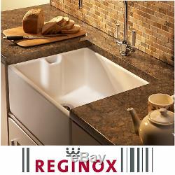 Reginox Belfast 600mm 1.0 Bowl White Gloss Ceramic Kitchen Sink And Waste Kit