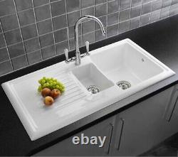 Reginox Ceramic 1.5 Bowl Traditional Reversible White Kitchen Sink RL301CW