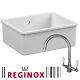 Reginox Mataro 1 Bowl White Gloss Ceramic Undermount Kitchen Sink & Mixer Tap