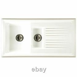 Reginox RL301CW 1.5 Bowl White Ceramic Reversible Inset Kitchen Sink & Waste Kit