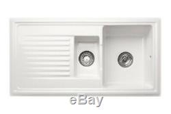 Reginox RL301CW 1.5 Bowl White Ceramic Reversible Kitchen Sink