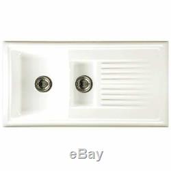 Reginox RL301CW 1.5 Bowl White Ceramic Reversible Kitchen Sink & Elbe Tap Pack