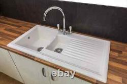 Reginox RL301CW Ceramic 1.5 Bowl Kitchen Sink Traditional White Reversible Waste