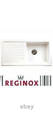 Reginox RL304CW 1.0 Bowl White Ceramic Reversible Inset Kitchen Sink & Waste Kit