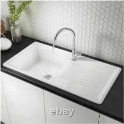 Reginox RL304CW 1.0 Bowl White Ceramic Reversible Kitchen Sink & Waste Large